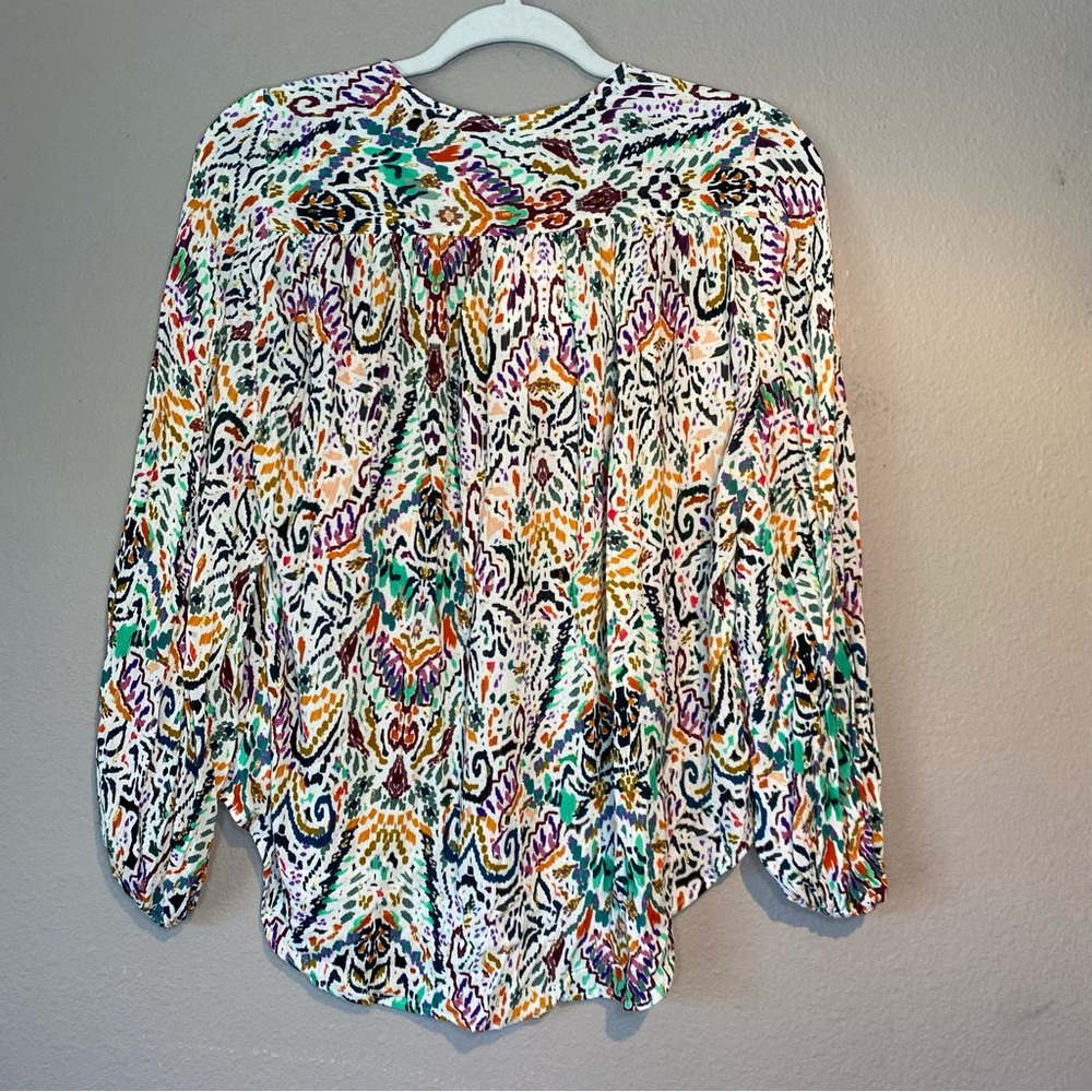 Zara Boho Artsy Whimsical Long Sleeve Top Small Maximalism Colorful Resort - Picture 6 of 13